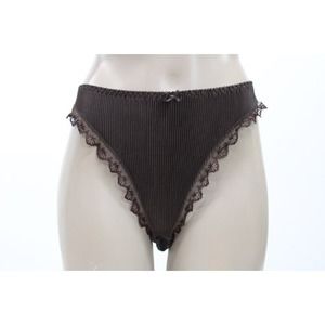 Vtg Nwt Delicates Brown Satin Bikini Panties sz 7 L Ribbed Front Slippery Smooth